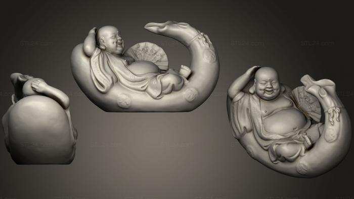 Скульптуры индийские (Смеющийся Будда, STKI_0139) 3D модель для ЧПУ станка